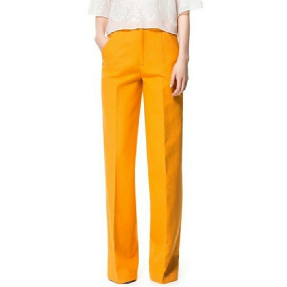 Zara tangerine Palazzo pants NWOT